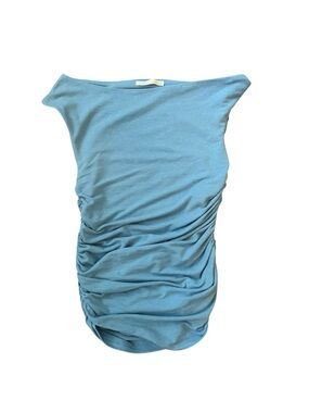Zara Blue Asymmetric Ruched Top